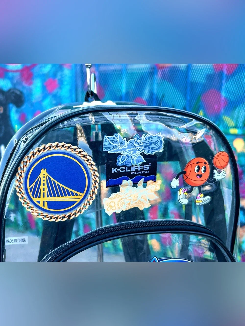 SONIC GSW Basketball Clear Backpack 17” - Black